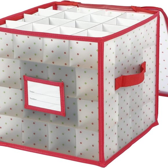 Plastic Christmas Ornament Storage Box Zippered Closure - Stores up to 64‎ - Picture 6 of 6